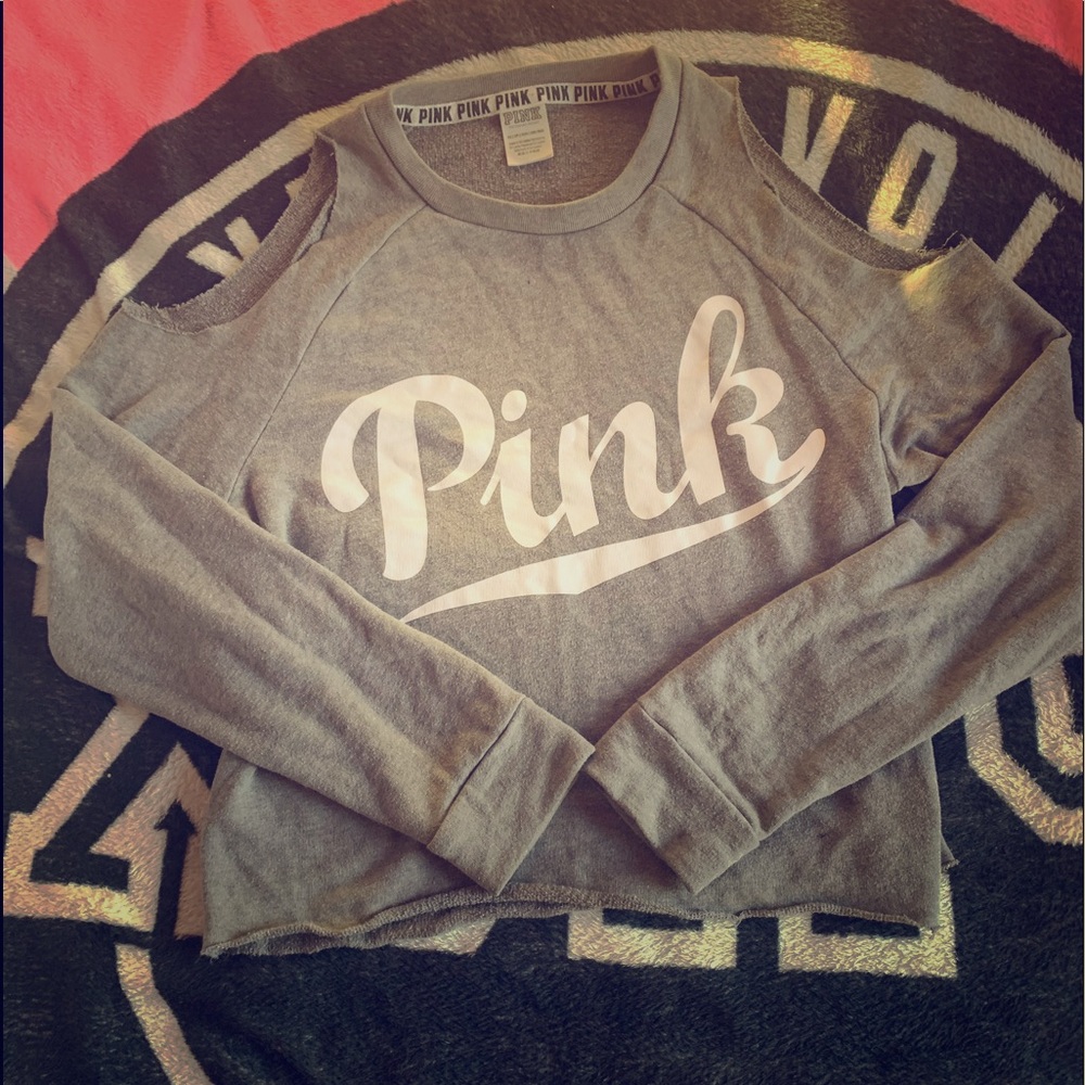 Pink cut up shoulder shirt long sleeve